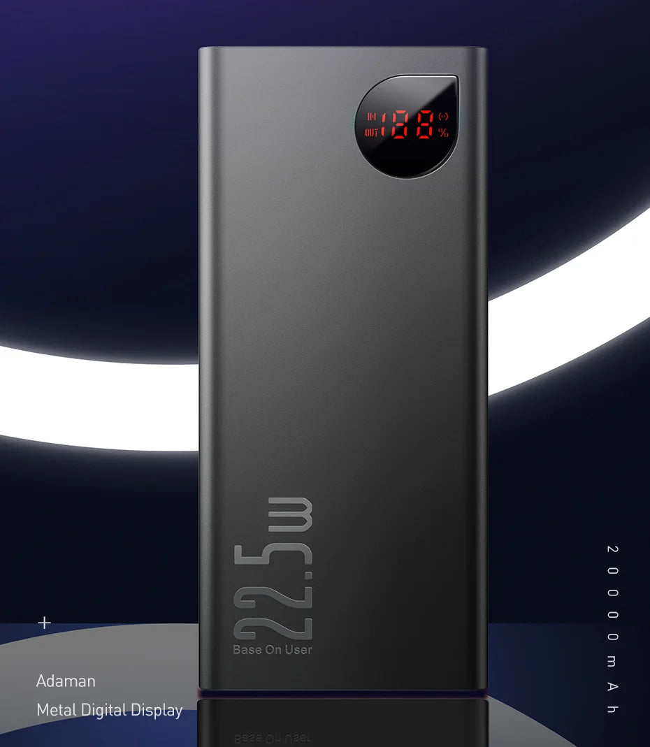 22.5W Fast Charging Portable Power Bank with LED Digital Display