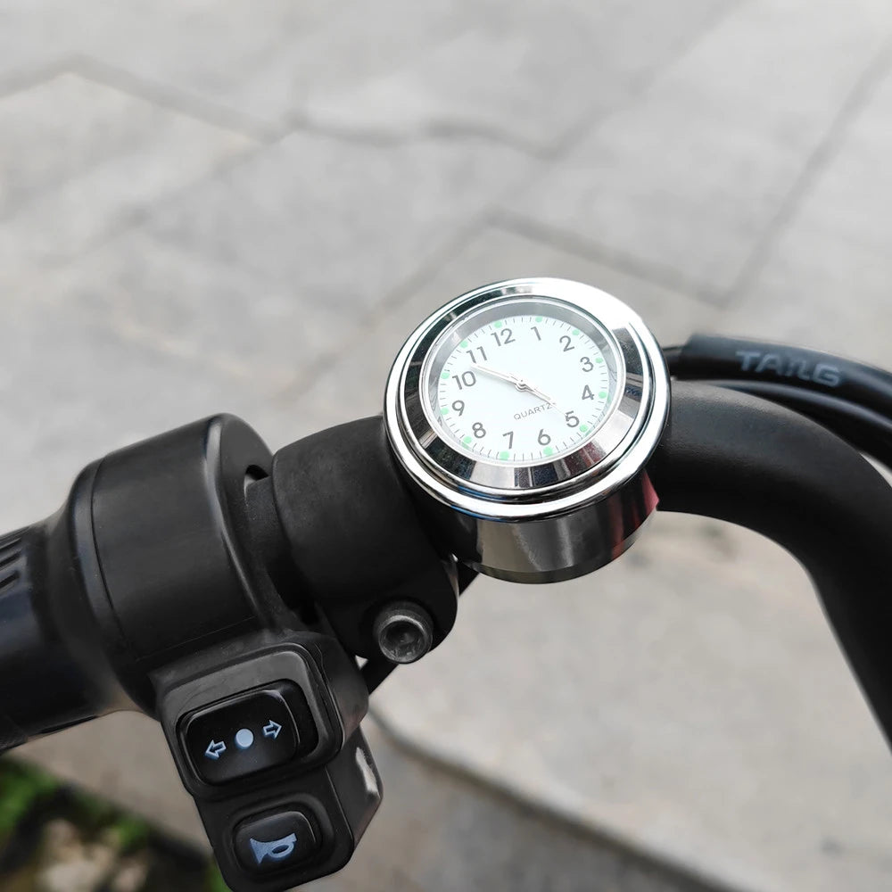 Aluminum Quartz Handlebar Clock for 22mm-25mm Motorcycle Scooter Bike
