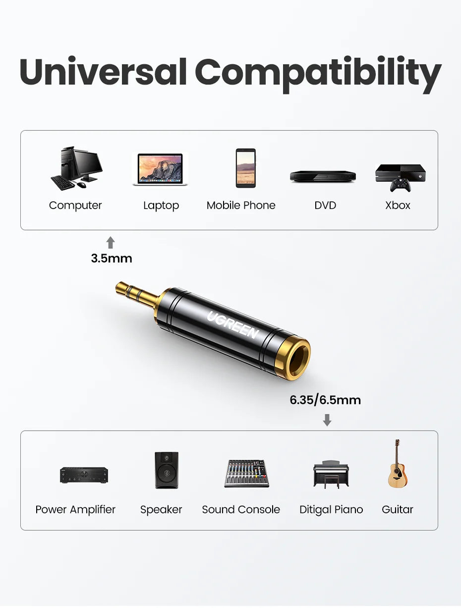 3.5mm to 6.35mm Stereo Audio Adapter Jack - 10