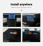 Adhesive PU Leather Car Storage Pocket Organizer for Phone and Keys