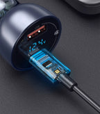 65W Dual Port Fast Car Charger with Voltage Display