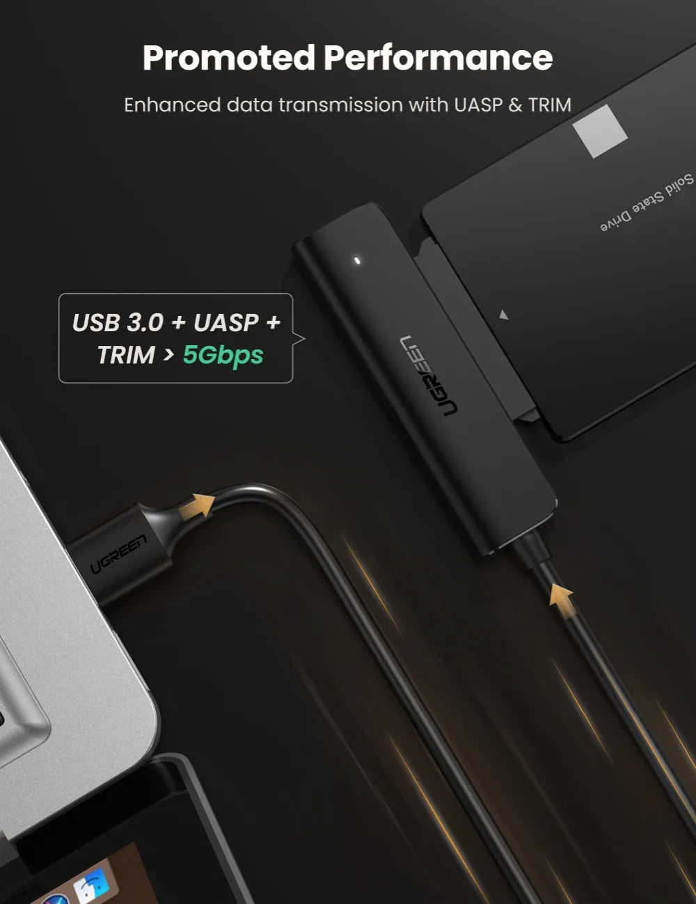 USB 3.0 to SATA Adapter for 2.5-Inch Hard Drives and SSDs - 8