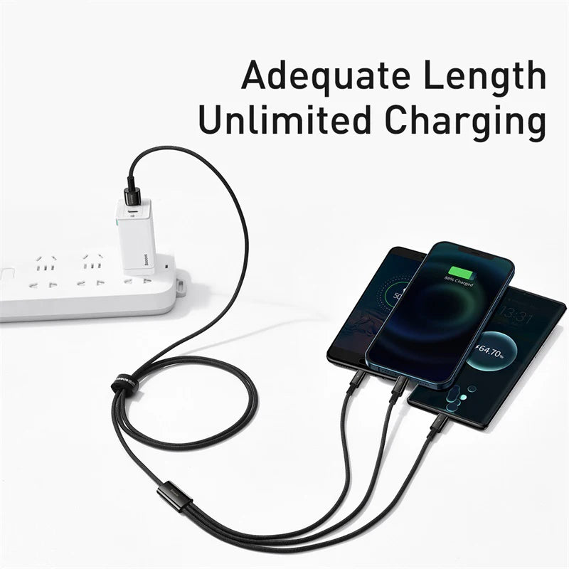 3-in-1 Fast Charging USB Cable for Multiple Devices