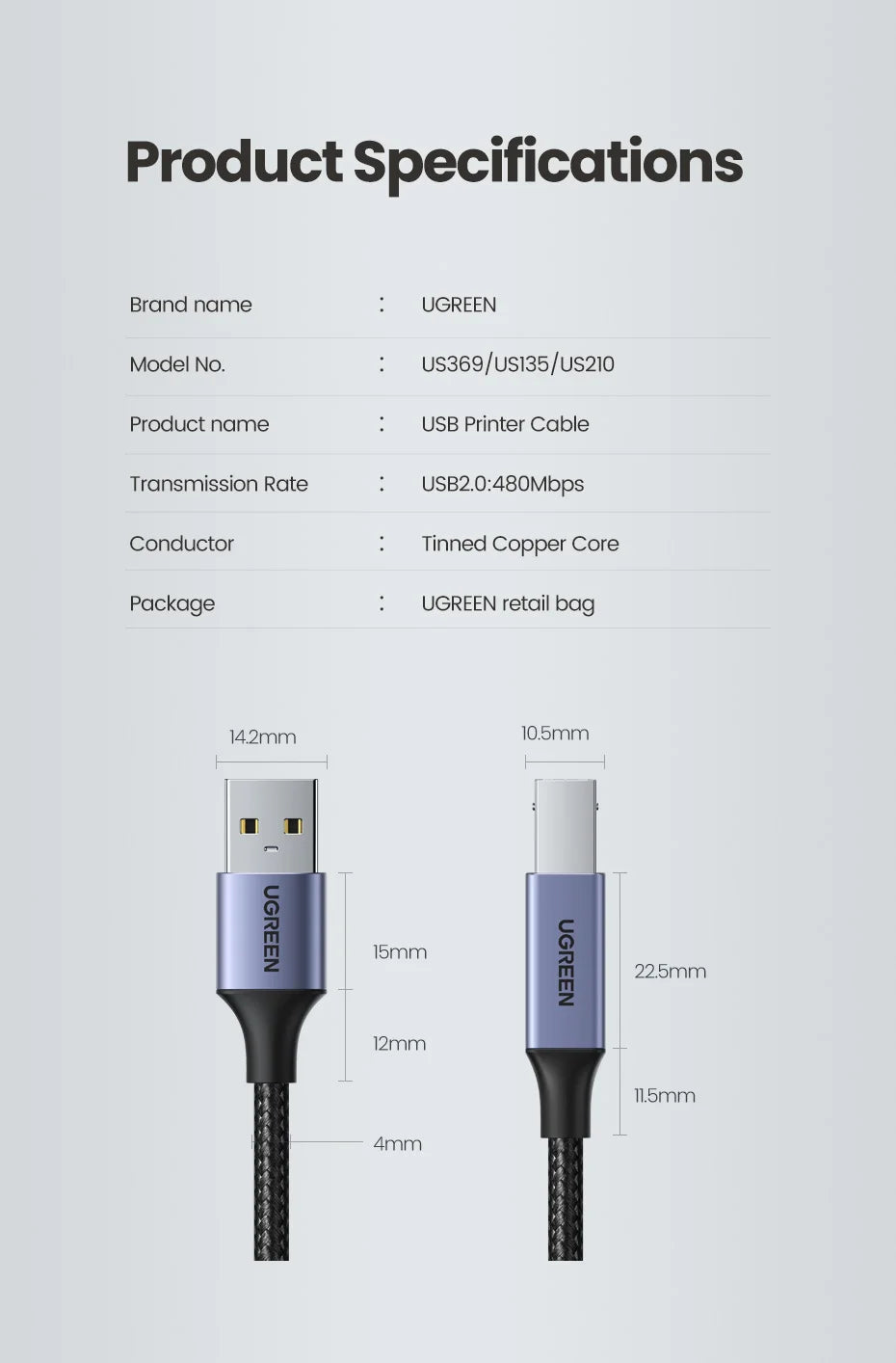 High-Speed USB 2.0 Type-A to Type-B Printer Cable