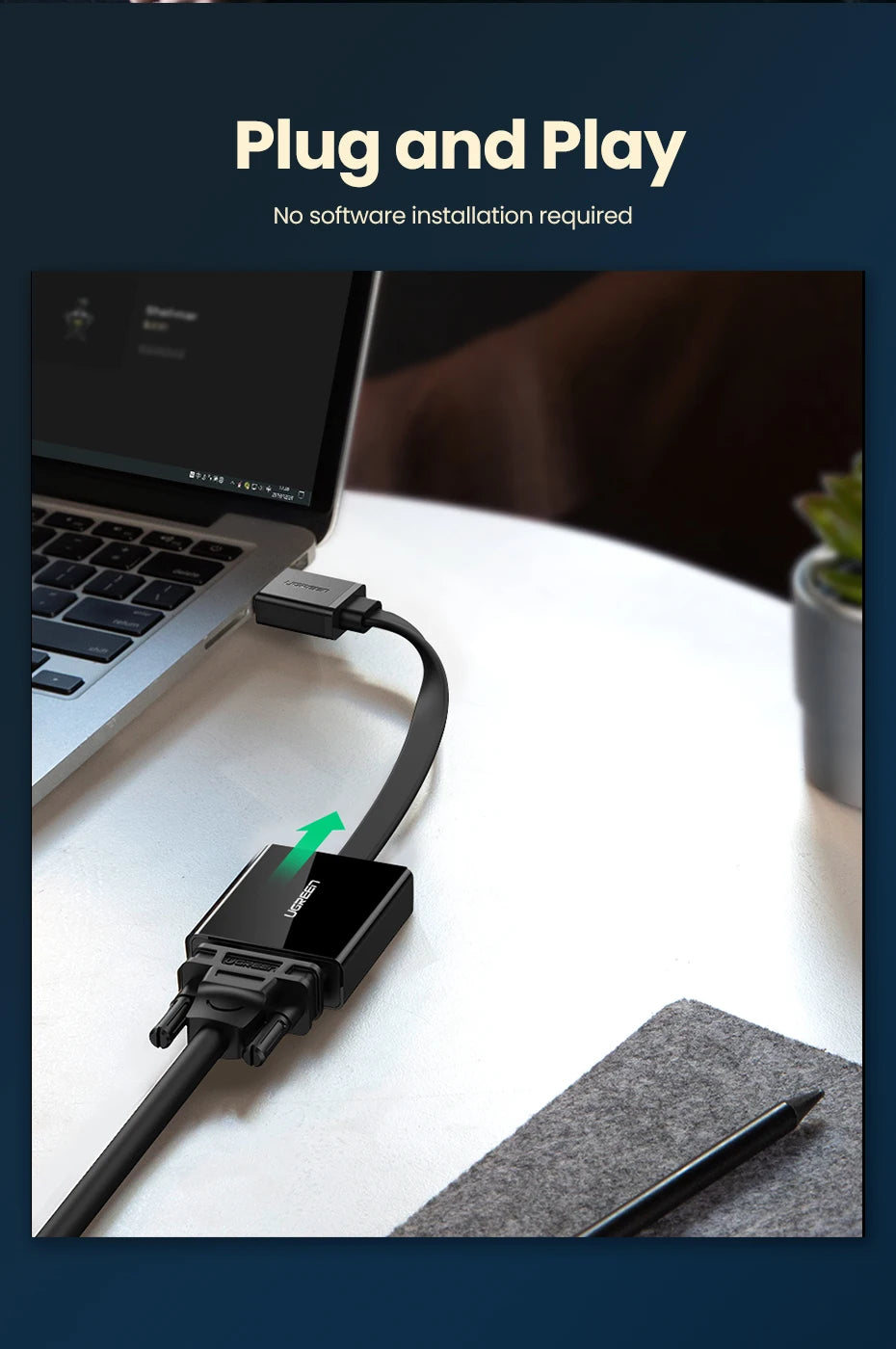 HDMI to VGA Adapter with 3.5mm Audio Jack 1080P - 15