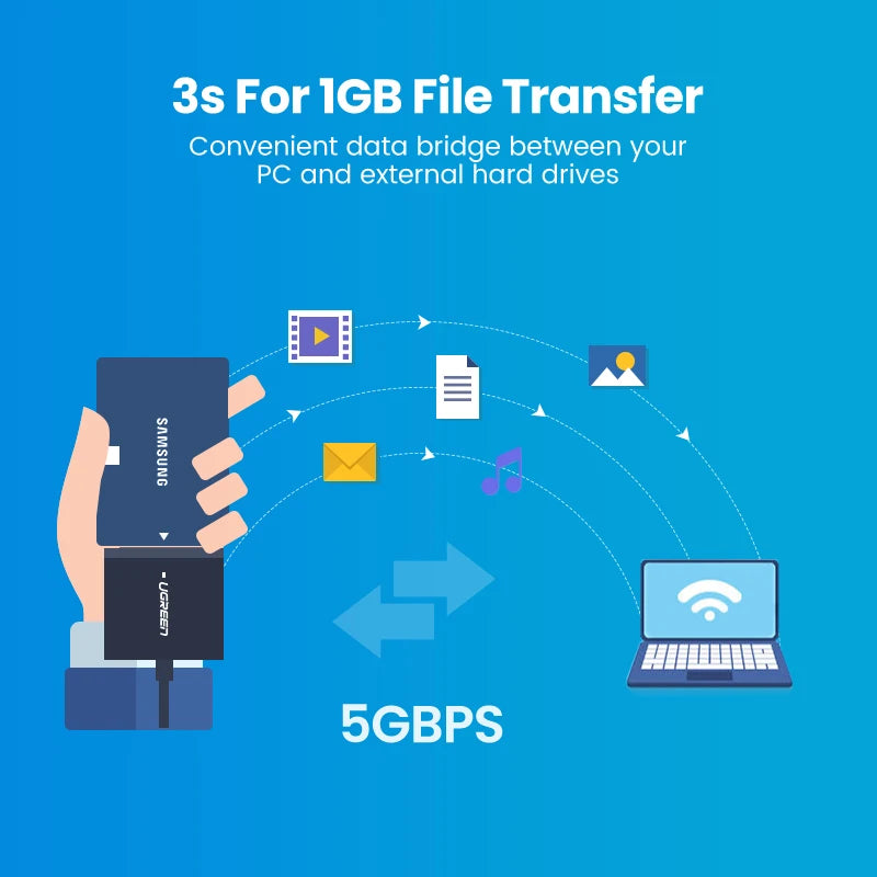 USB 3.0 to SATA Adapter for 2.5 and 3.5 Inch HDD SSD - 6
