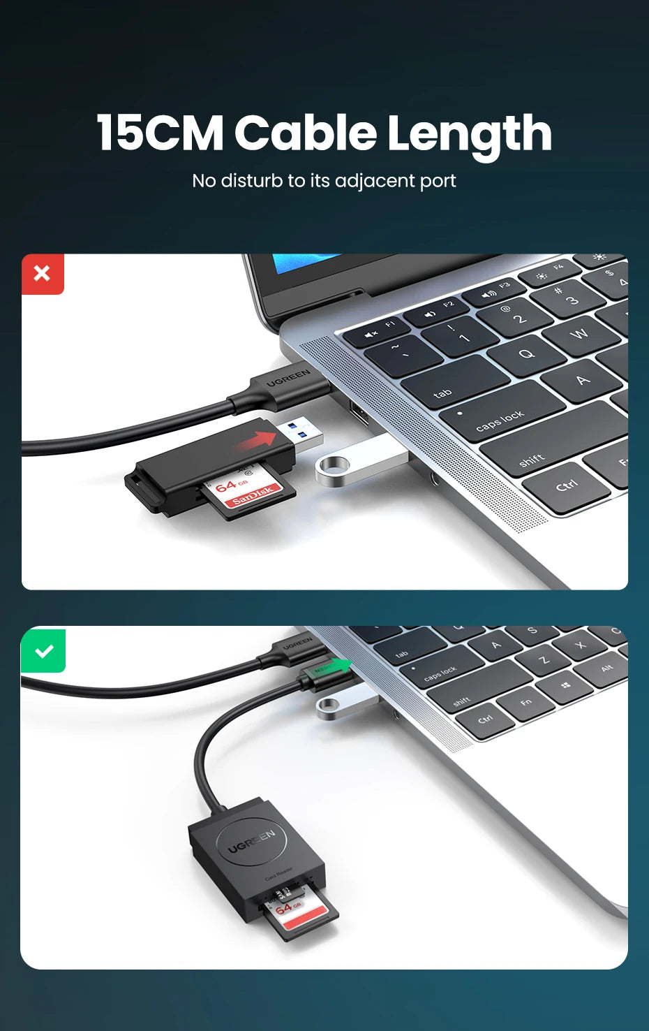 2-in-1 USB 3.0 SD and Micro SD Memory Card Reader Adapter - 11