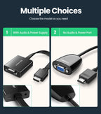 HDMI to VGA Adapter with 3.5mm Audio Jack 1080P
