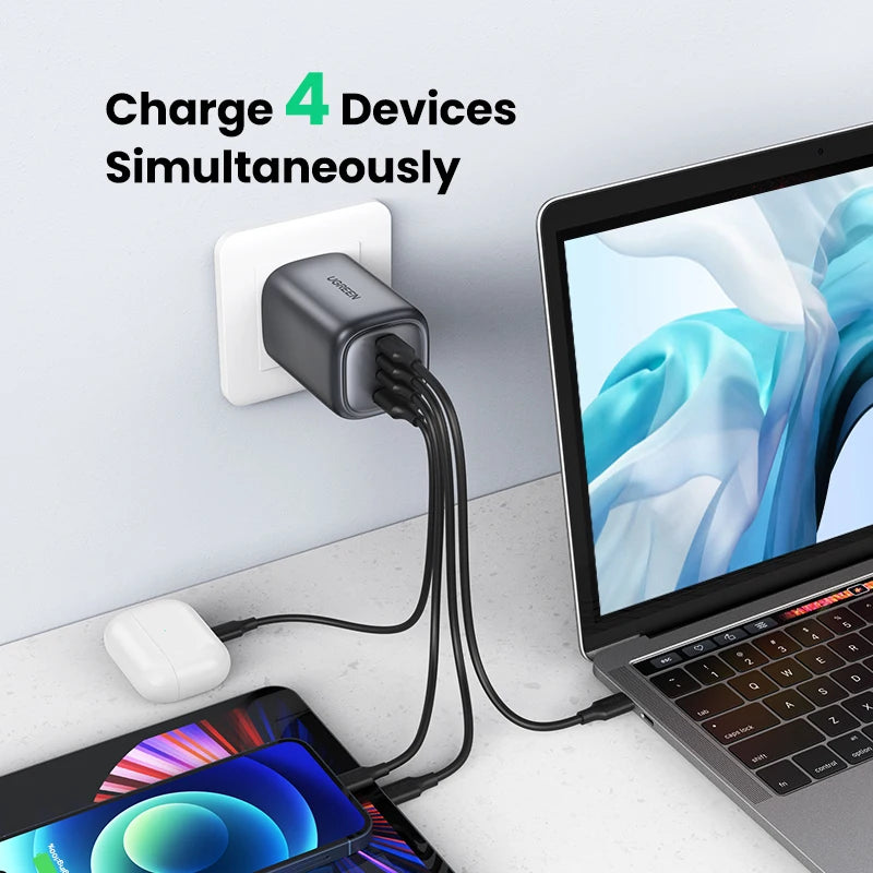 100W 4-Port GaN Fast Wall Charger with UK Plug