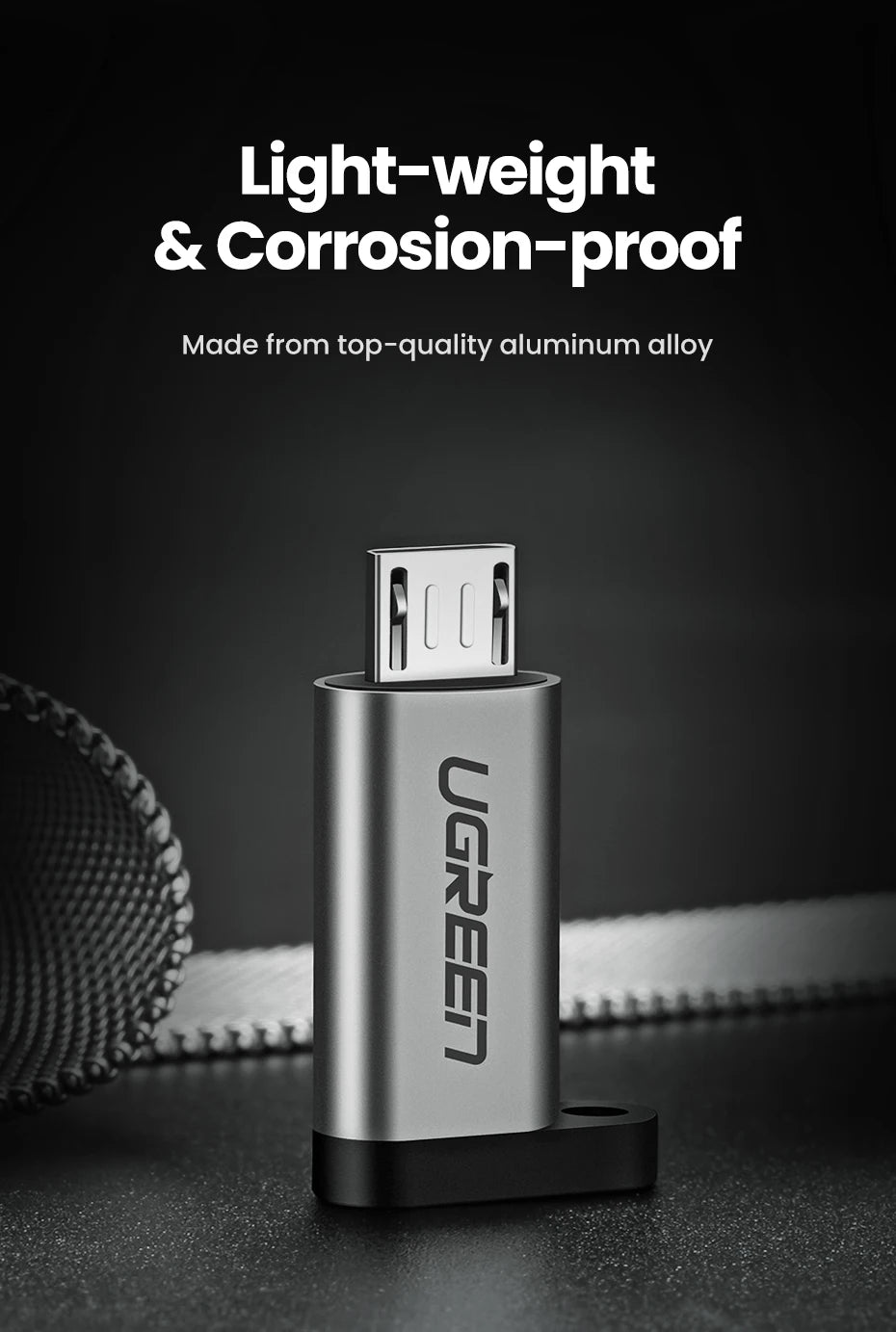 Micro USB Male to Type-C Female Charging and Data Adapter