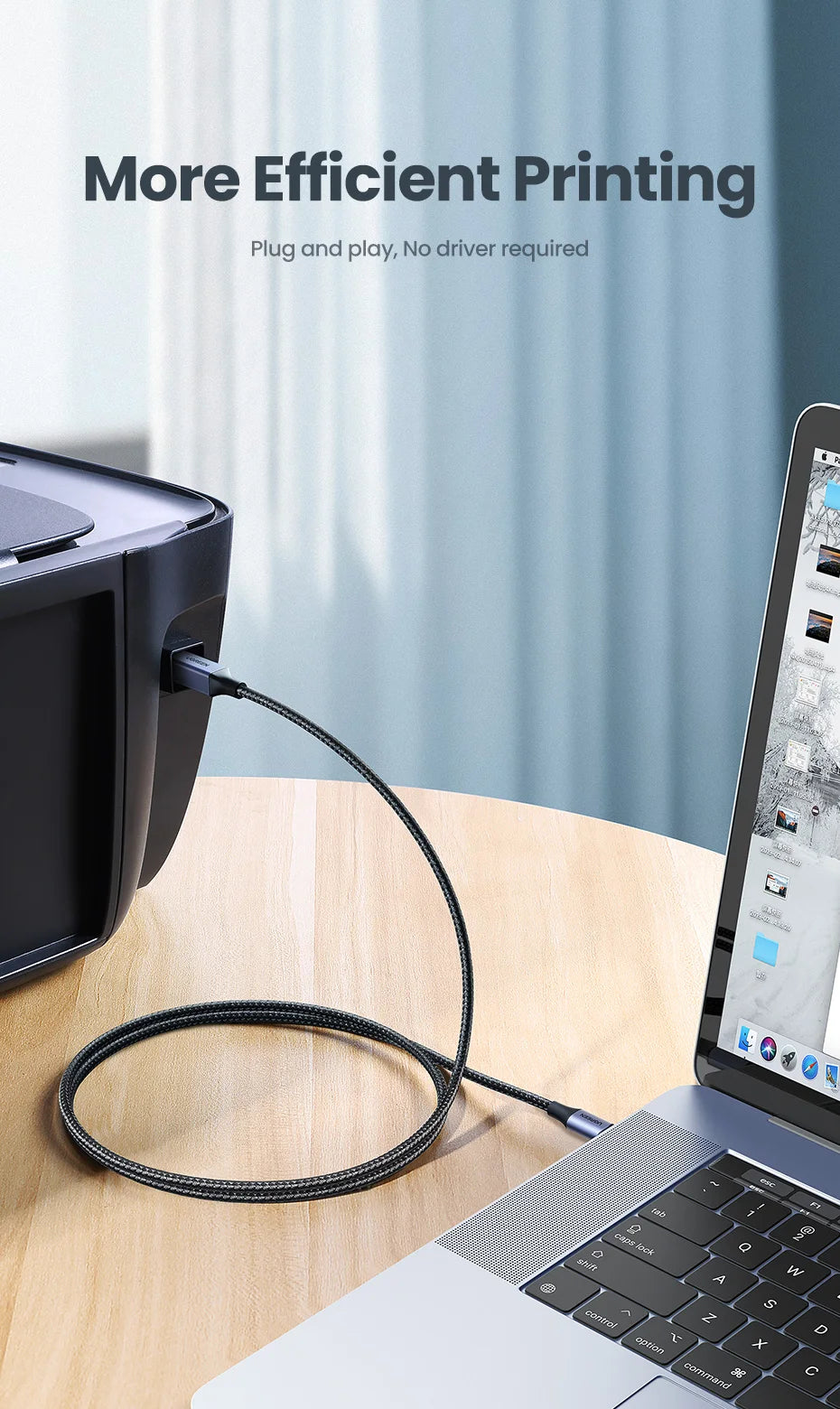 USB-C to USB-B 2.0 Printer and Scanner Cable - 11