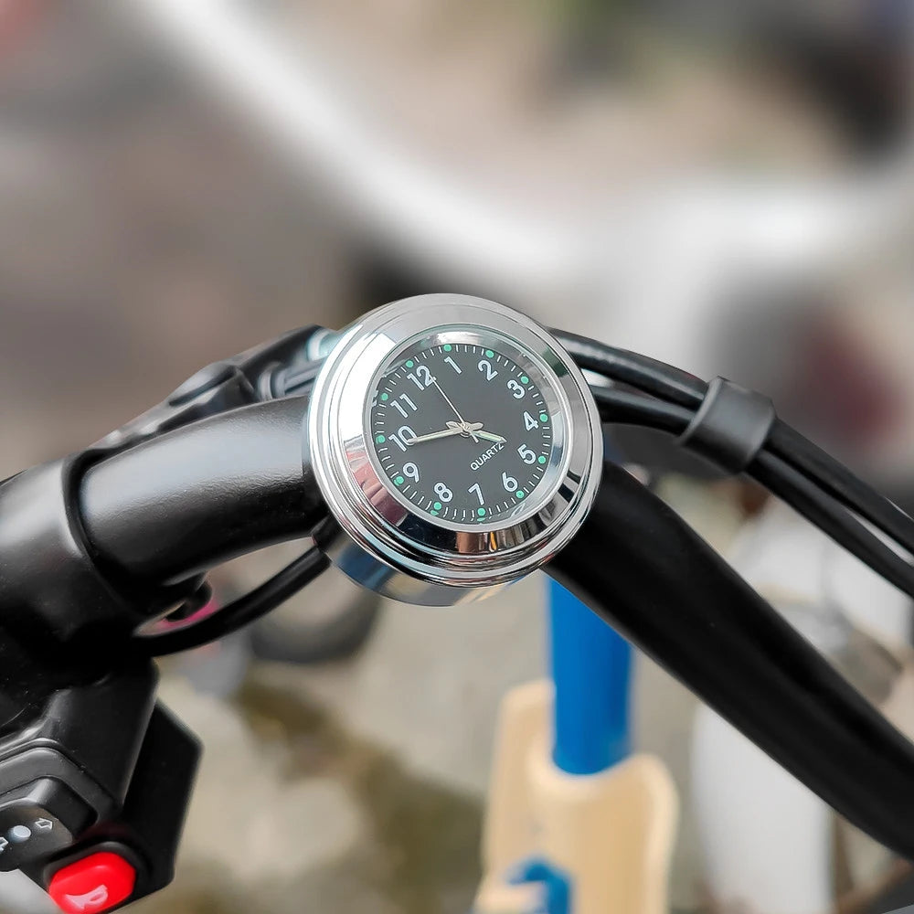 Aluminum Quartz Handlebar Clock for 22mm-25mm Motorcycle Scooter Bike