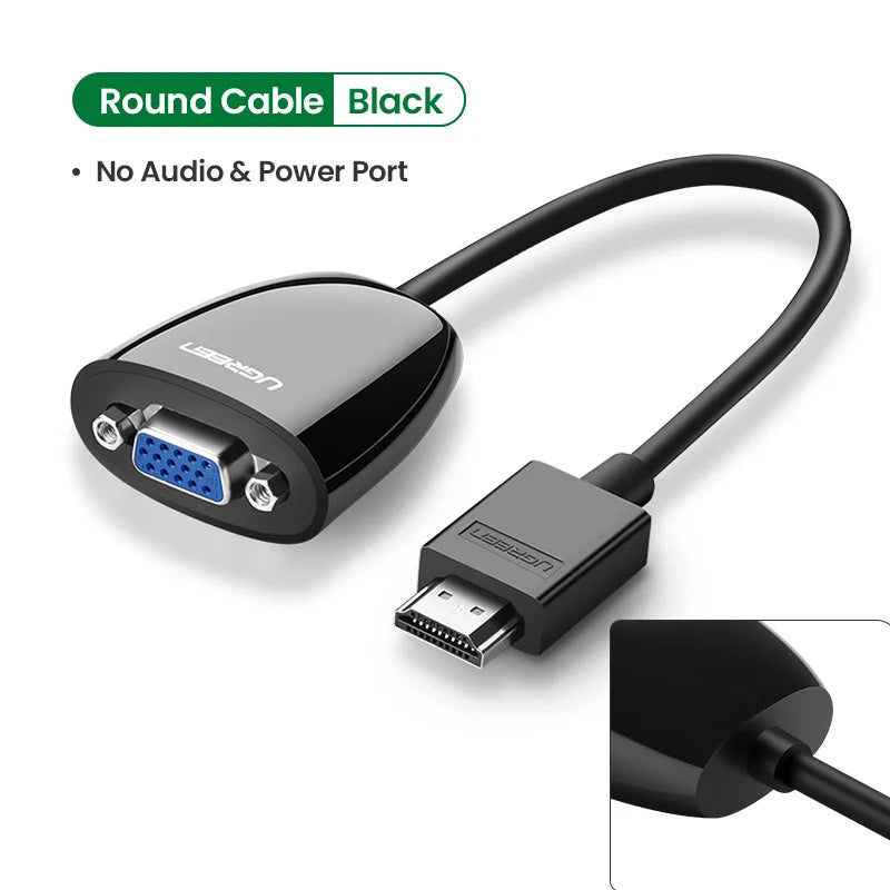 HDMI to VGA Adapter with 3.5mm Audio Jack 1080P