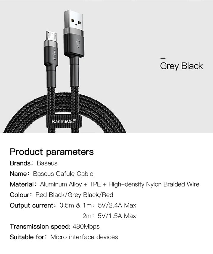 Fast Charging Braided Micro USB Cable for Android Devices