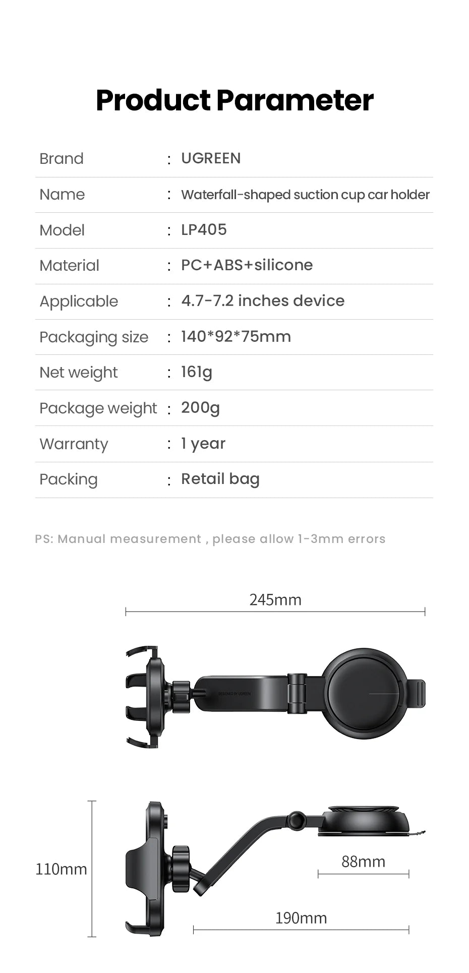 Adjustable Dashboard Car Phone Mount Holder