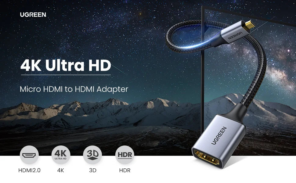 Micro HDMI to HDMI Adapter 4K 60Hz Cable - 8