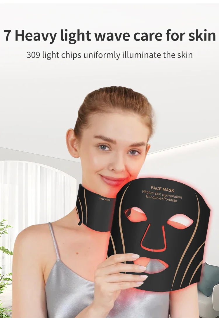 7-Color LED Face and Neck Light Therapy Mask - 8