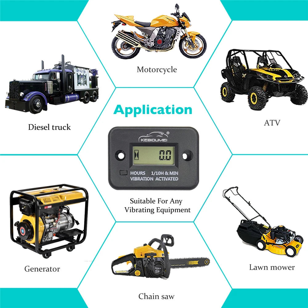 Wireless Digital Vibration Hour Meter for 2 or 4 Stroke Gas Engines