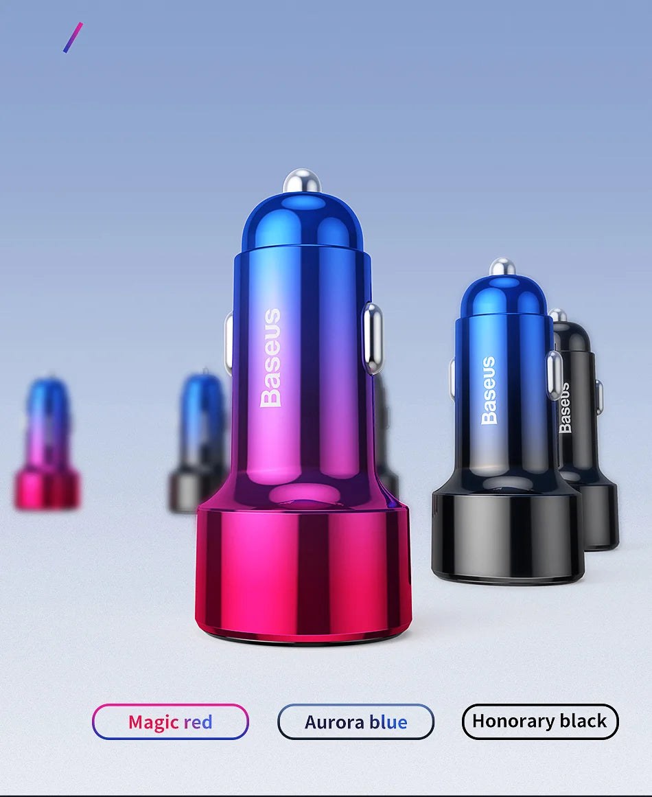 45W Dual-Port Fast Car Charger with LED Voltage Display - 22