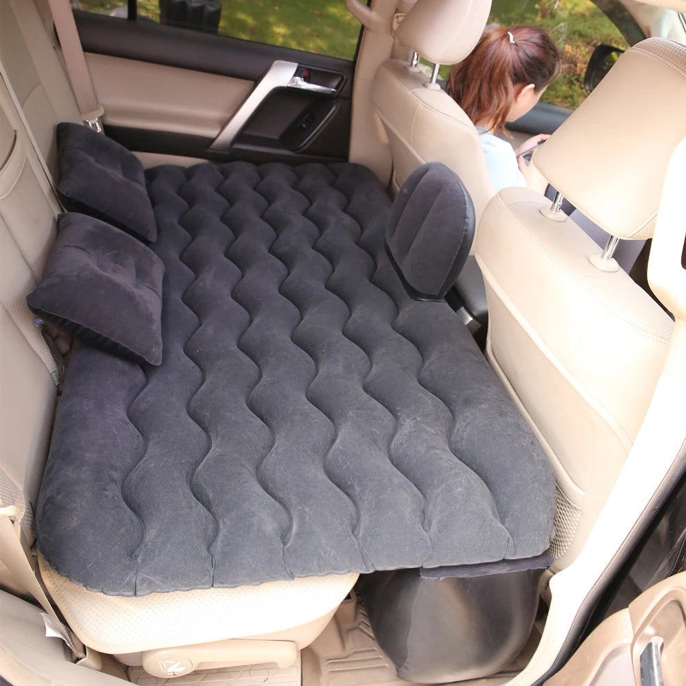 Inflatable Car Back Seat Mattress Bed with Pillows and Storage Bag