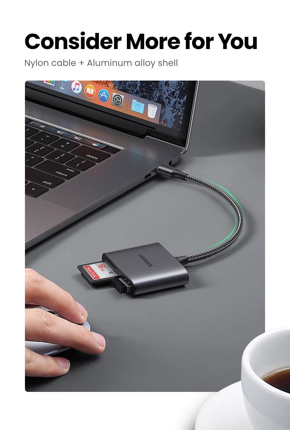 USB-C Multi-Port Card Reader for SD and Micro SD Cards - 11