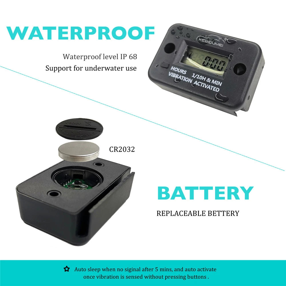 Wireless Digital Vibration Hour Meter for 2 or 4 Stroke Gas Engines