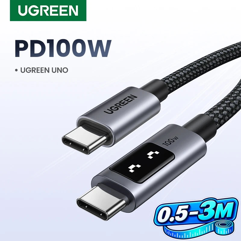 100W USB-C Fast Charging Cable with LED Status Display - 1