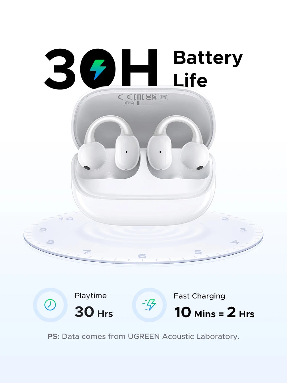 Open-Ear Wireless Bluetooth 5.4 Earbuds with Smart LCD Case