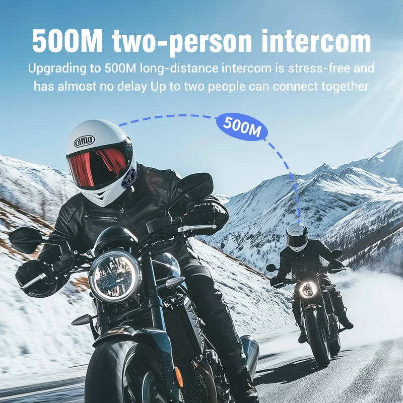 Motorcycle Helmet Bluetooth 5.3 Headset with LCD Intercom - 4