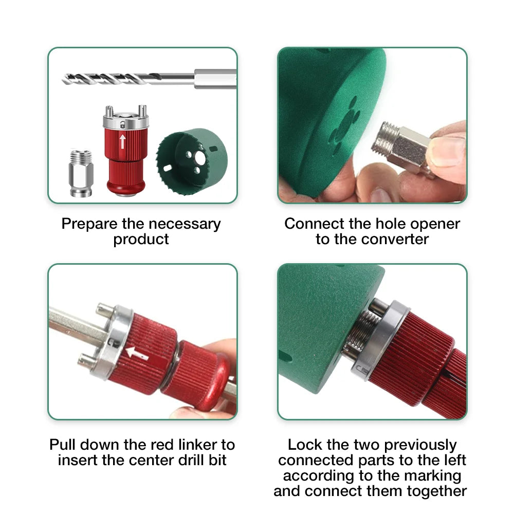 Quick-Release Hole Saw Connecting Rod with Hex Shank