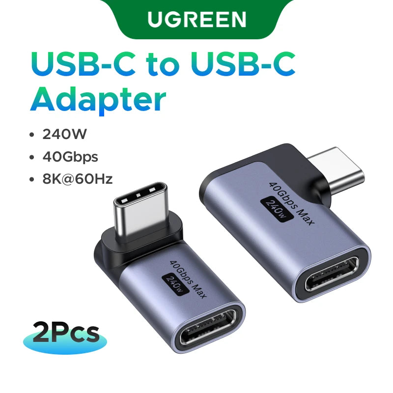 90-Degree USB-C Male to Female Adapter 240W 40Gbps - 17