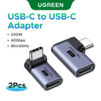 90-Degree USB-C Male to Female Adapter 240W 40Gbps