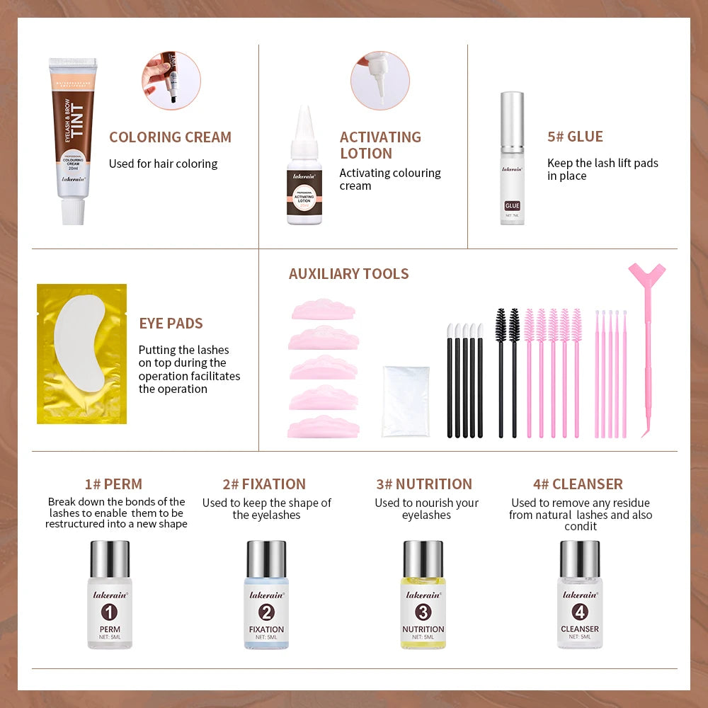 Professional Eyelash Lift and Eyebrow Tinting Kit