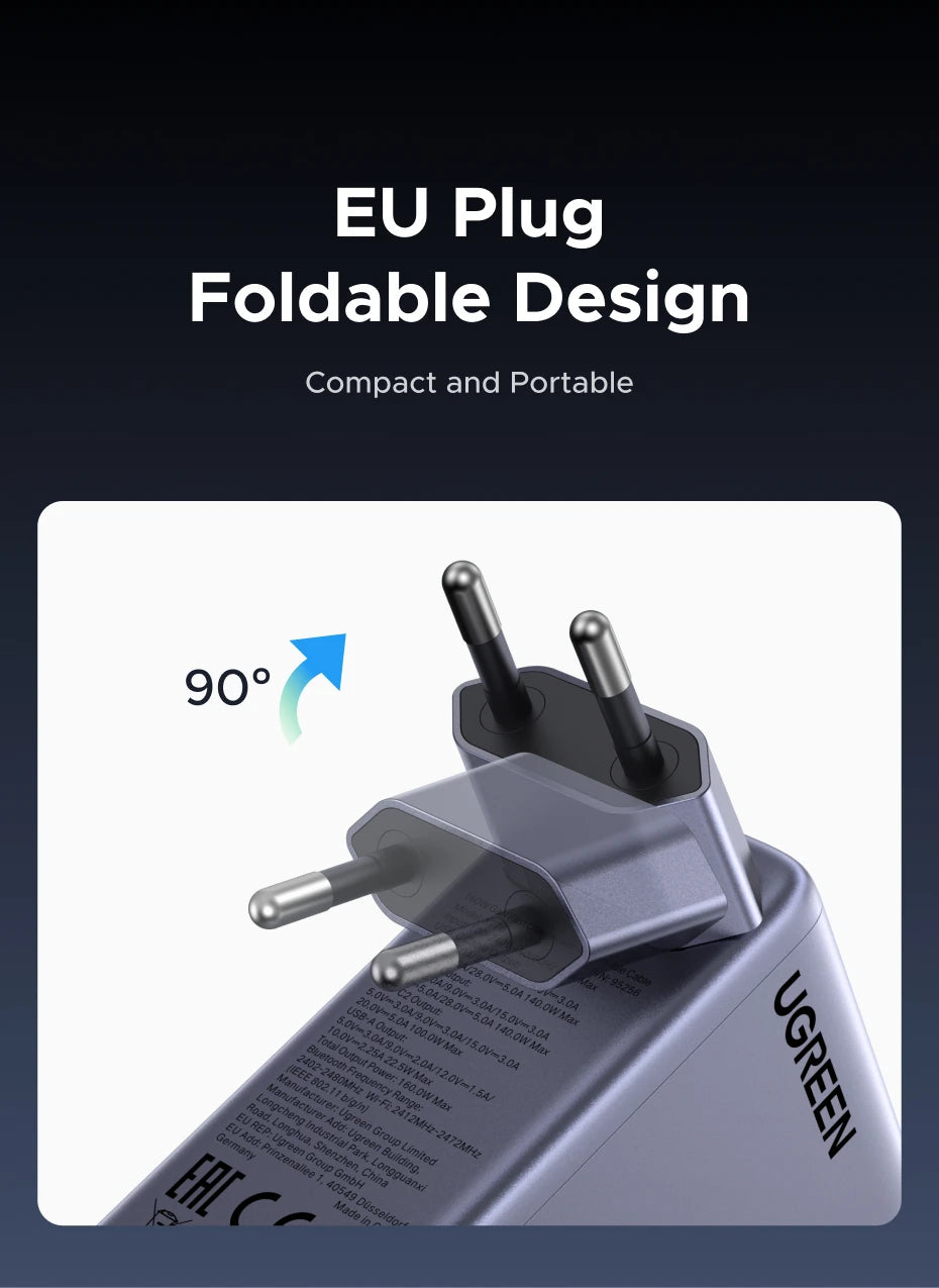 160W GaN Fast Charger with Smart Display and Retractable Cable - 18
