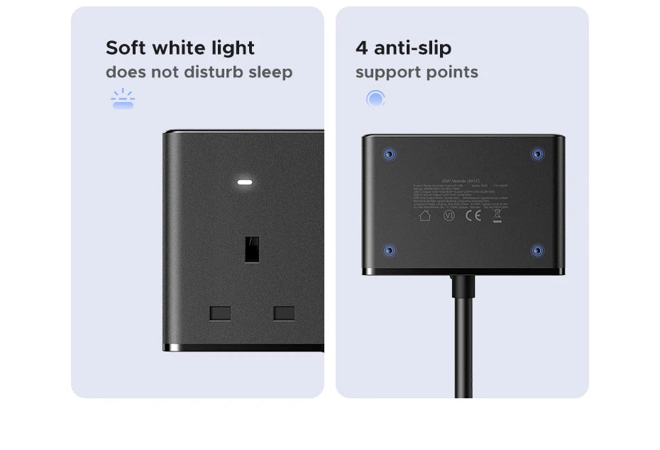 6-in-1 UK Plug Power Strip with 20W USB-C Fast Charging