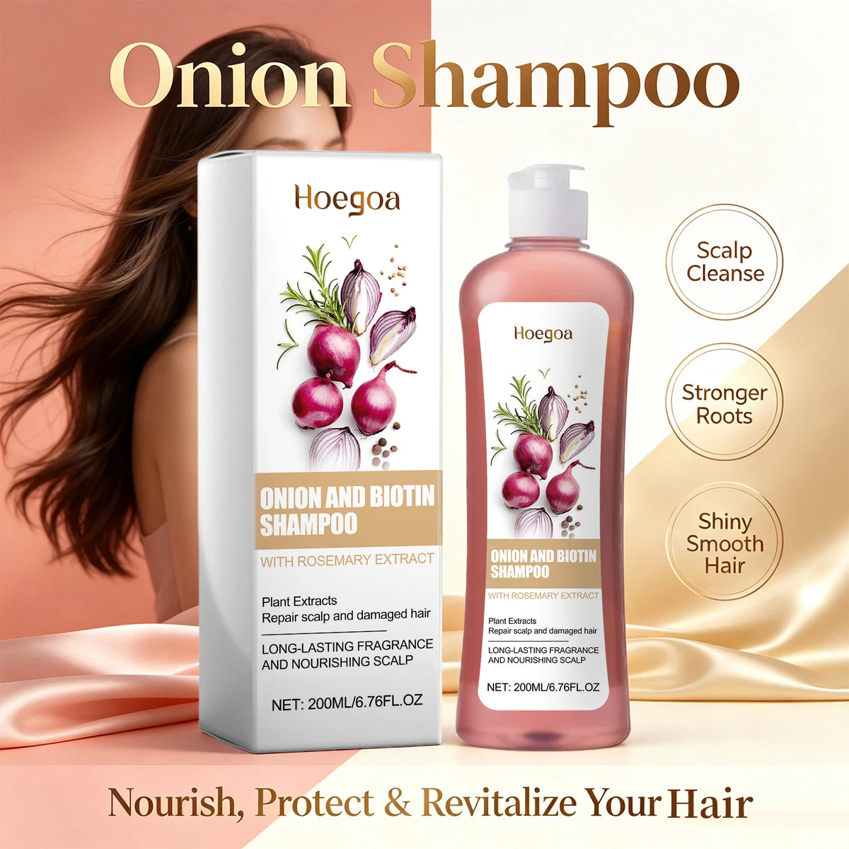 Onion and Biotin Shampoo for Hair Growth and Scalp Repair