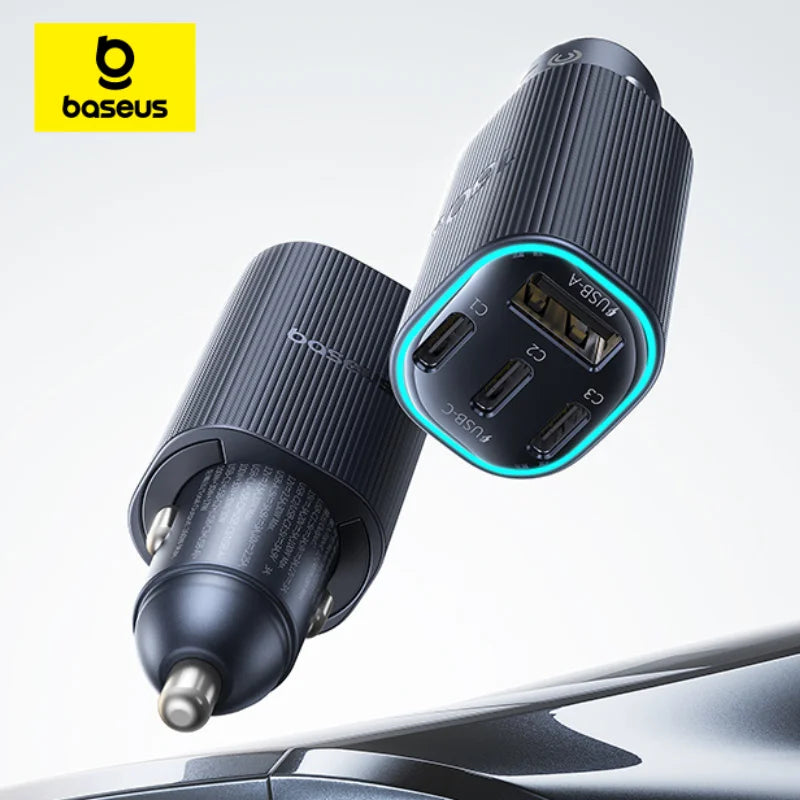 160W Fast Car Charger with Triple USB Ports for Laptops and Phones - 1