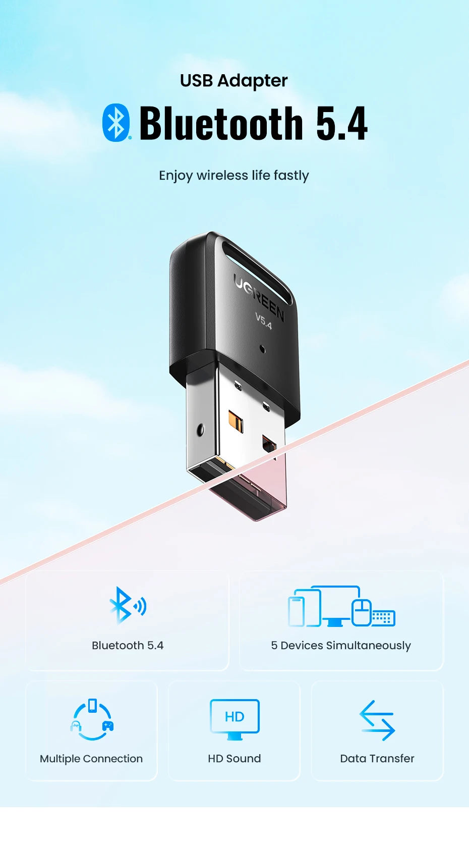 USB Bluetooth 5.4 Adapter for Windows PC