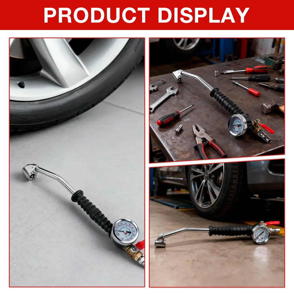 Heavy-Duty Tire Inflator with Pressure Gauge 0-220 PSI