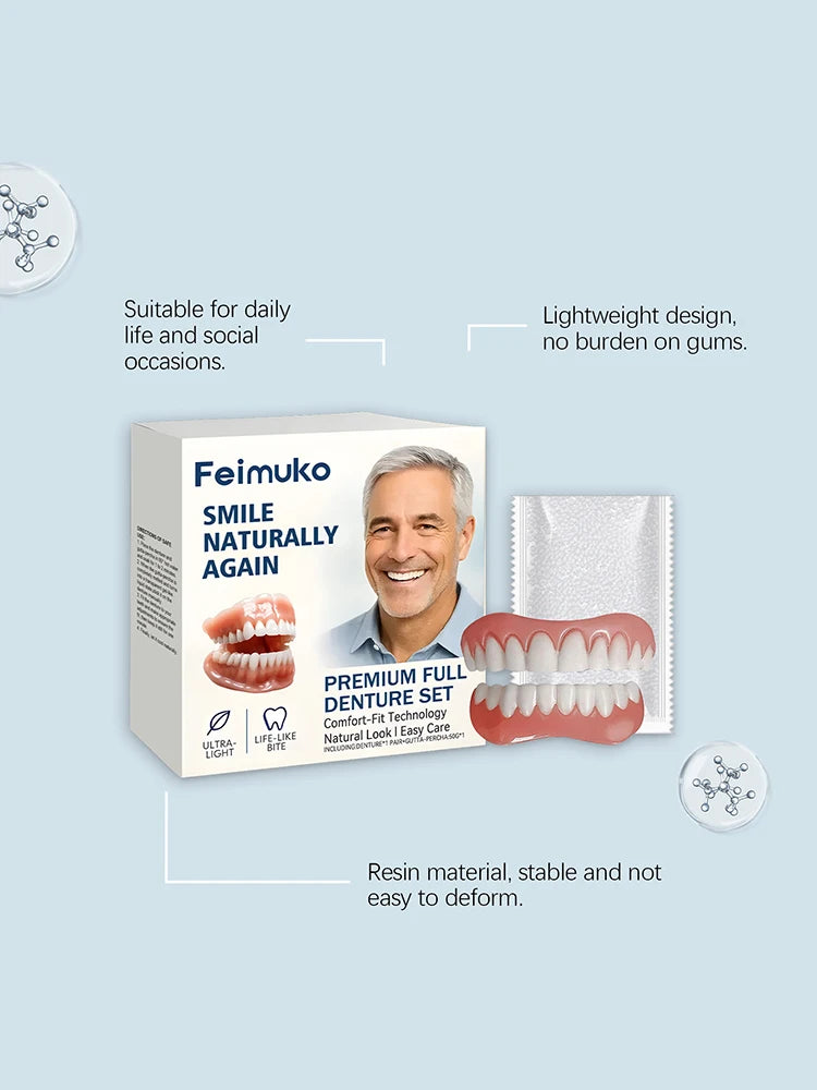Comfortable Full Set Silicone Dentures for Natural Smile - 12