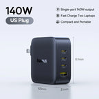 140W GaN Fast Wall Charger for Laptops and Smartphones