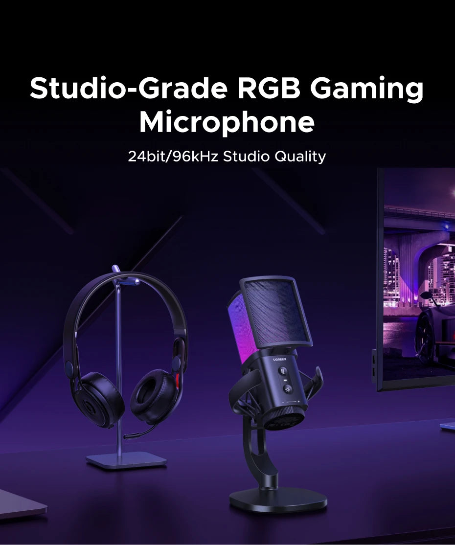USB Condenser Microphone with RGB Lighting for Gaming and Streaming - 7