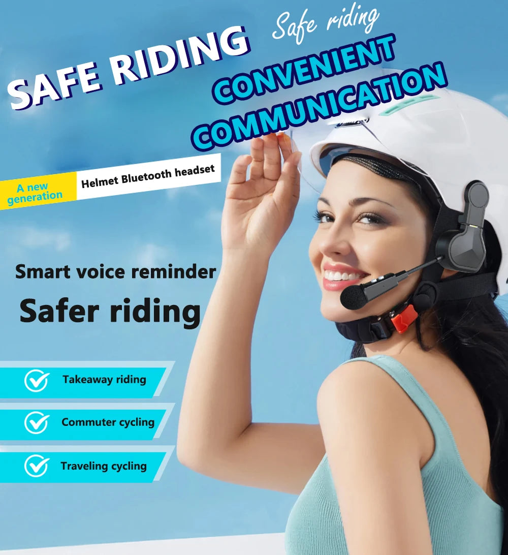 Motorcycle Helmet Wireless Bluetooth 5.3 Headset with Handsfree Mic