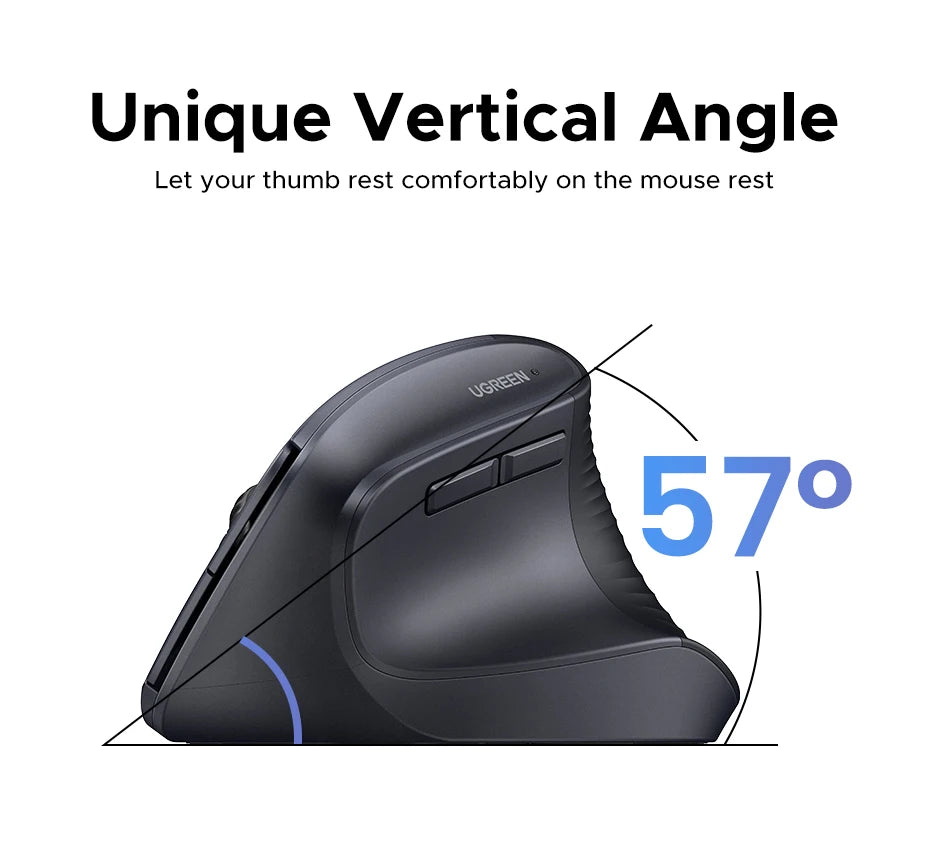 Ergonomic Vertical Wireless Mouse with 4000 DPI