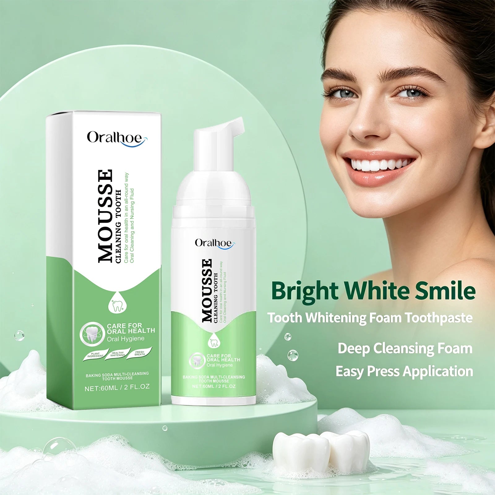 Whitening Foaming Toothpaste for Stain Removal and Fresh Breath - 1