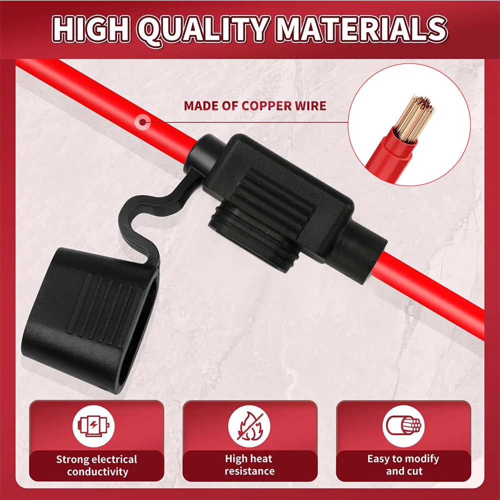 18AWG Car USB Charger Socket Wire Harness with 10A Fuse 60cm