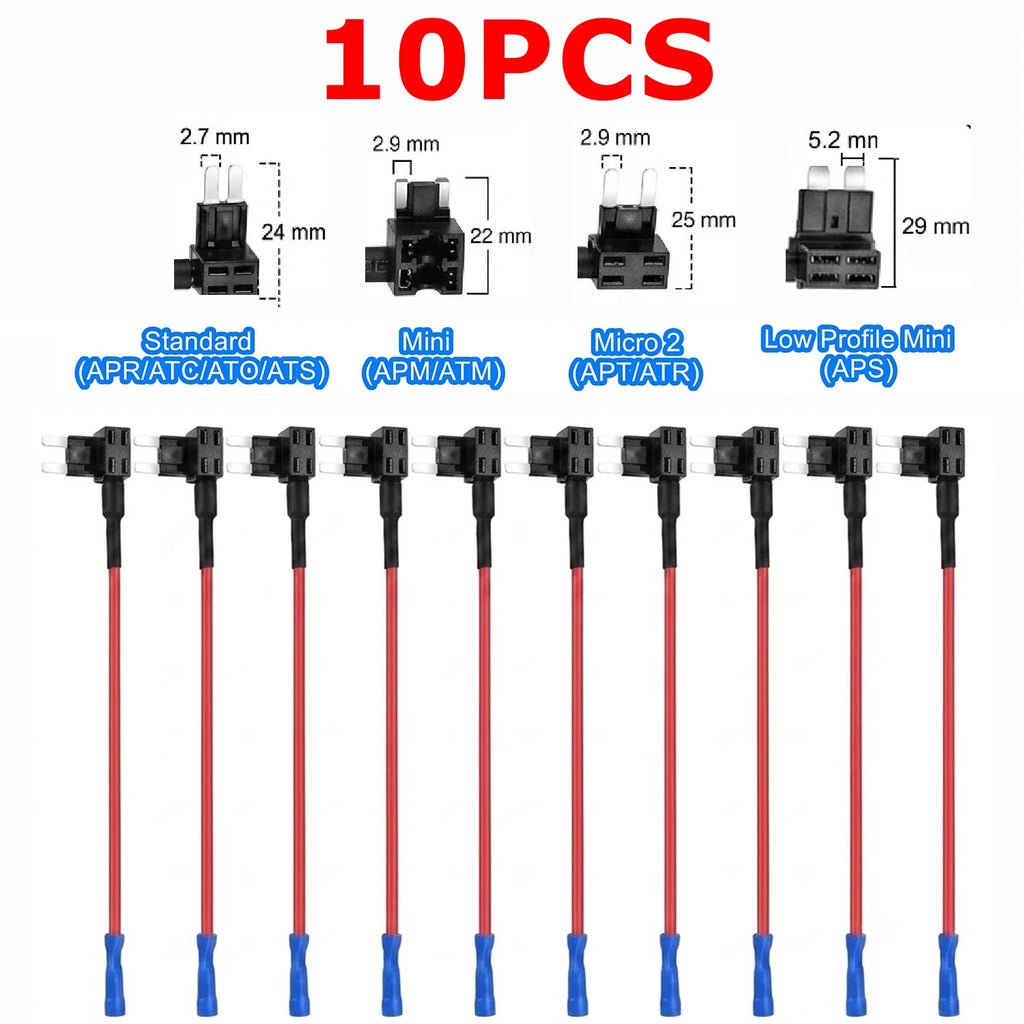 10-Piece Car Fuse Tap Adapter Set for Add-A-Circuit Wiring