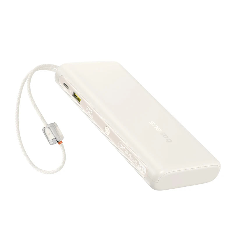 100W 20000mAh Fast Charging Power Bank with Built-In USB-C Cables