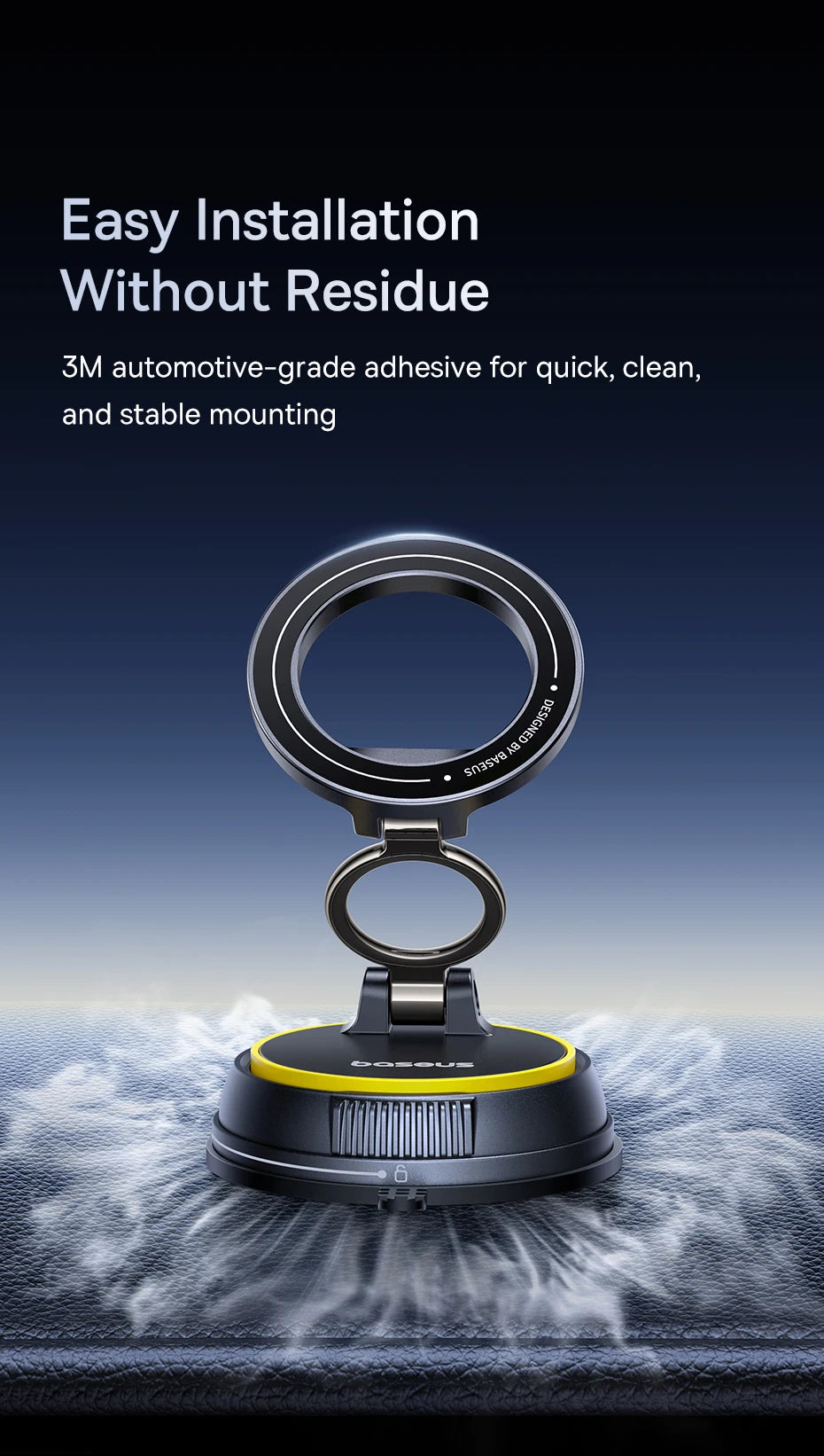 Magnetic Vacuum Suction Car Phone Mount with 360° Rotation