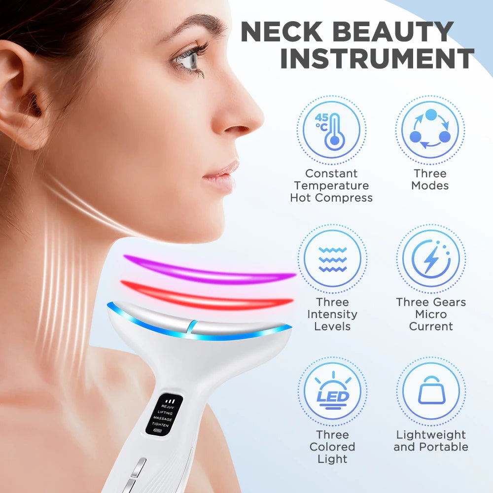 LED Face and Neck Skin Tightening Massage Device